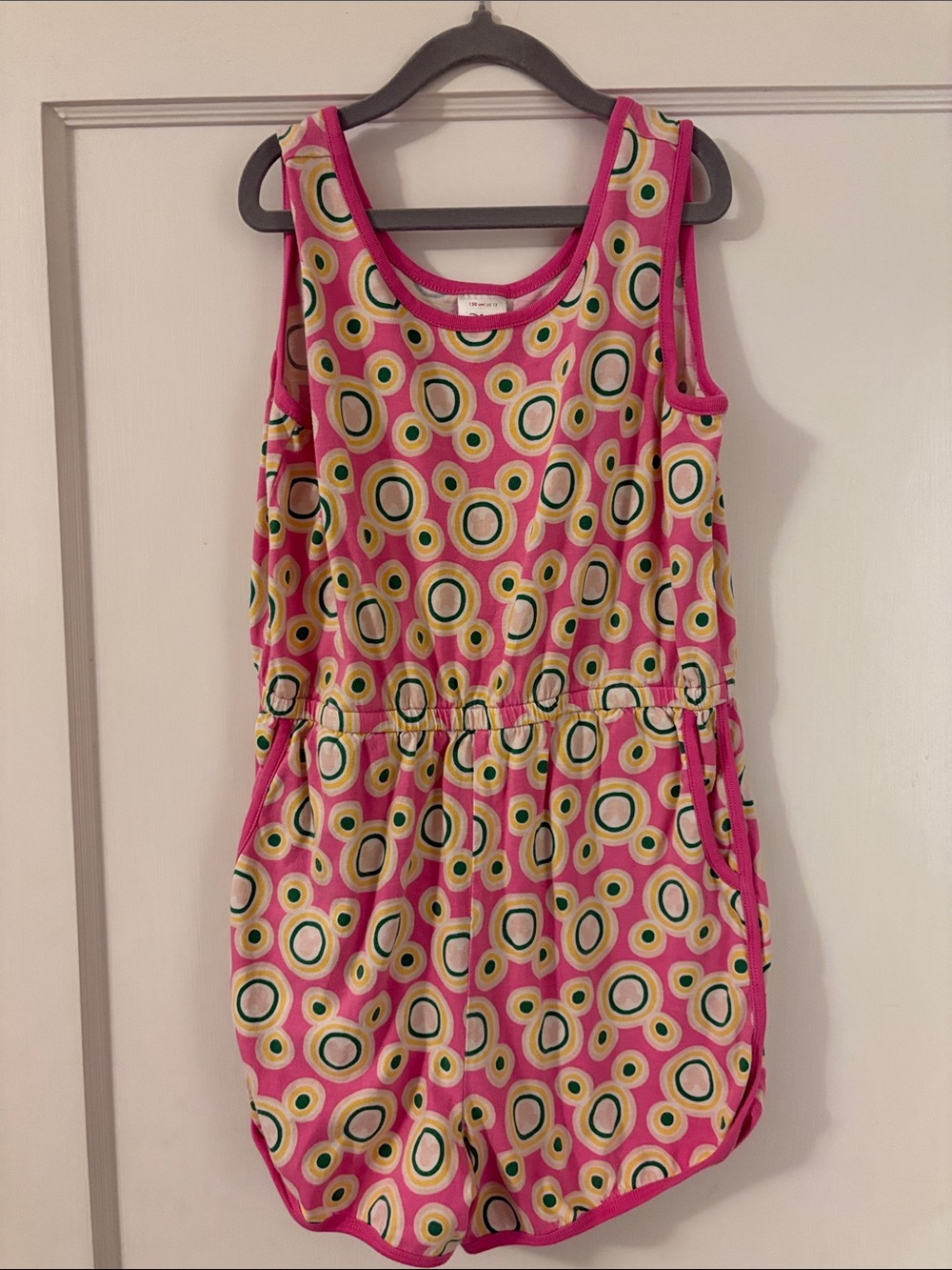Hanna Andersson Pink Multi Circle-Print Girls Romper